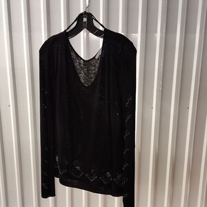 Peter Nygard Black Embellished Blouse